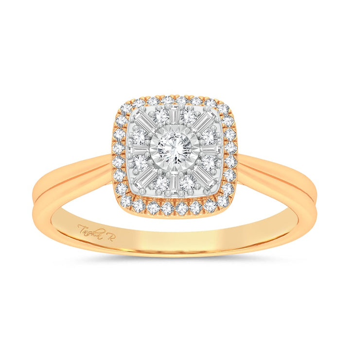 Romantic 14k Yellow Gold Lab Diamond Fashion Ring for Her