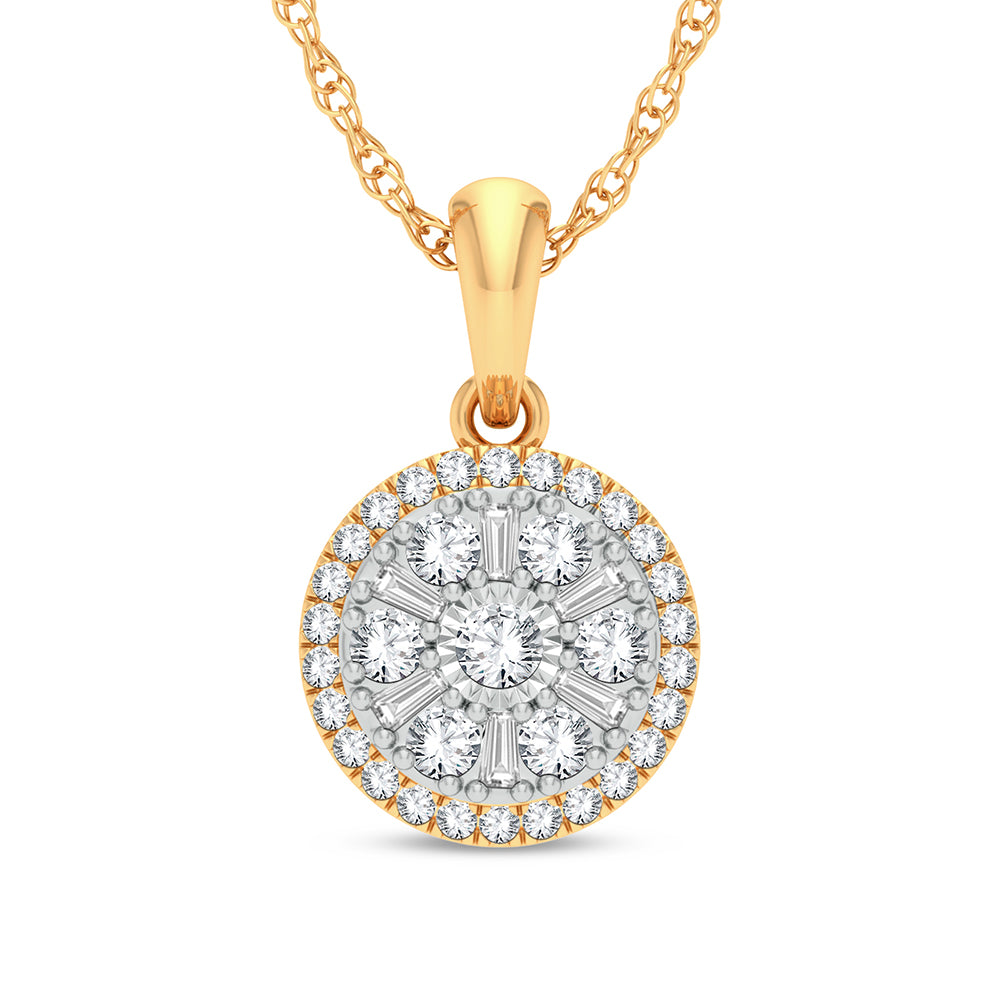 Chic 14k Yellow Gold 0.25ct Lab Diamond Womens Pendant