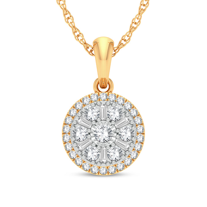Chic 14k Yellow Gold 0.25ct Lab Diamond Womens Pendant