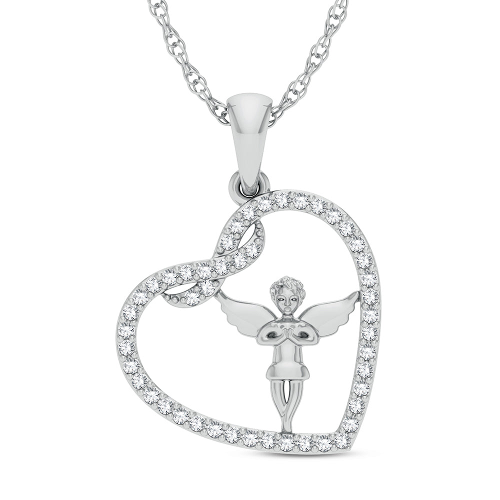 Chic 10k White Gold Lab Diamond Pendant for Women