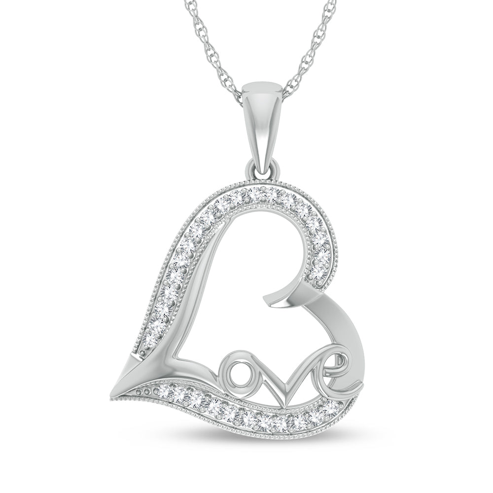 Chic 10k White Gold 0.20ct Lab Diamond Pendant for Her