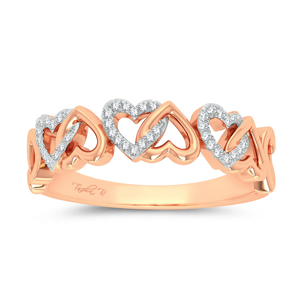 Chic 10k Rose Gold 0.10ct Lab Diamond Womens Fashion Ring