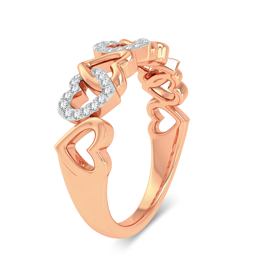 Chic 10k Rose Gold 0.10ct Lab Diamond Womens Fashion Ring