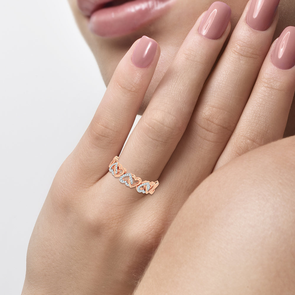 Chic 10k Rose Gold 0.10ct Lab Diamond Womens Fashion Ring