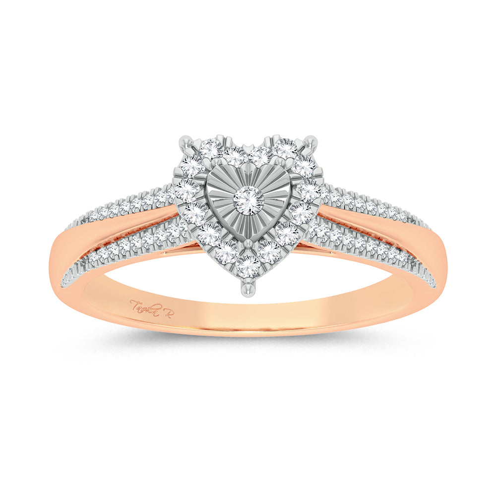 Chic 10k Rose Gold 0.15ct Lab Diamond Womens Fashion Ring
