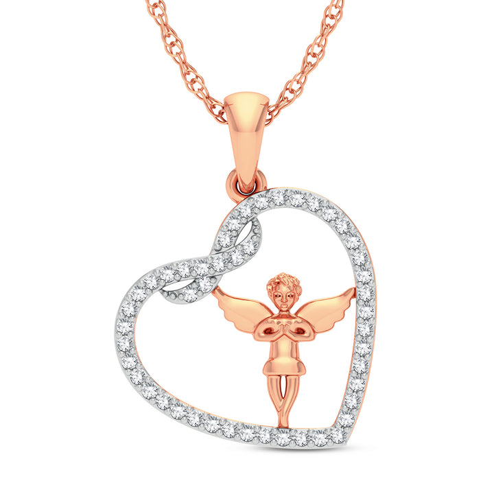 Delicate 10k Rose Gold 0.20ct Lab Diamond Pendant for Her