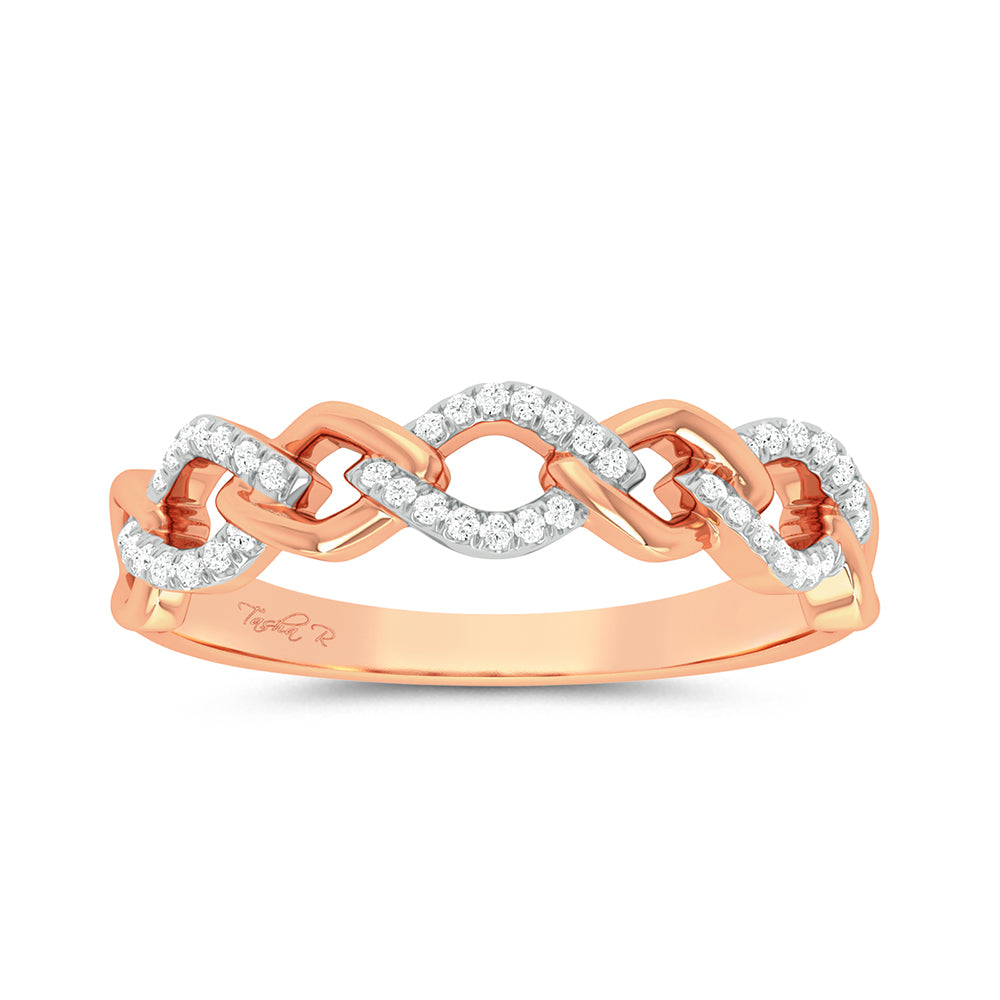 Chic 10k Rose Gold 0.10ct Lab Diamond Womens Fashion Ring