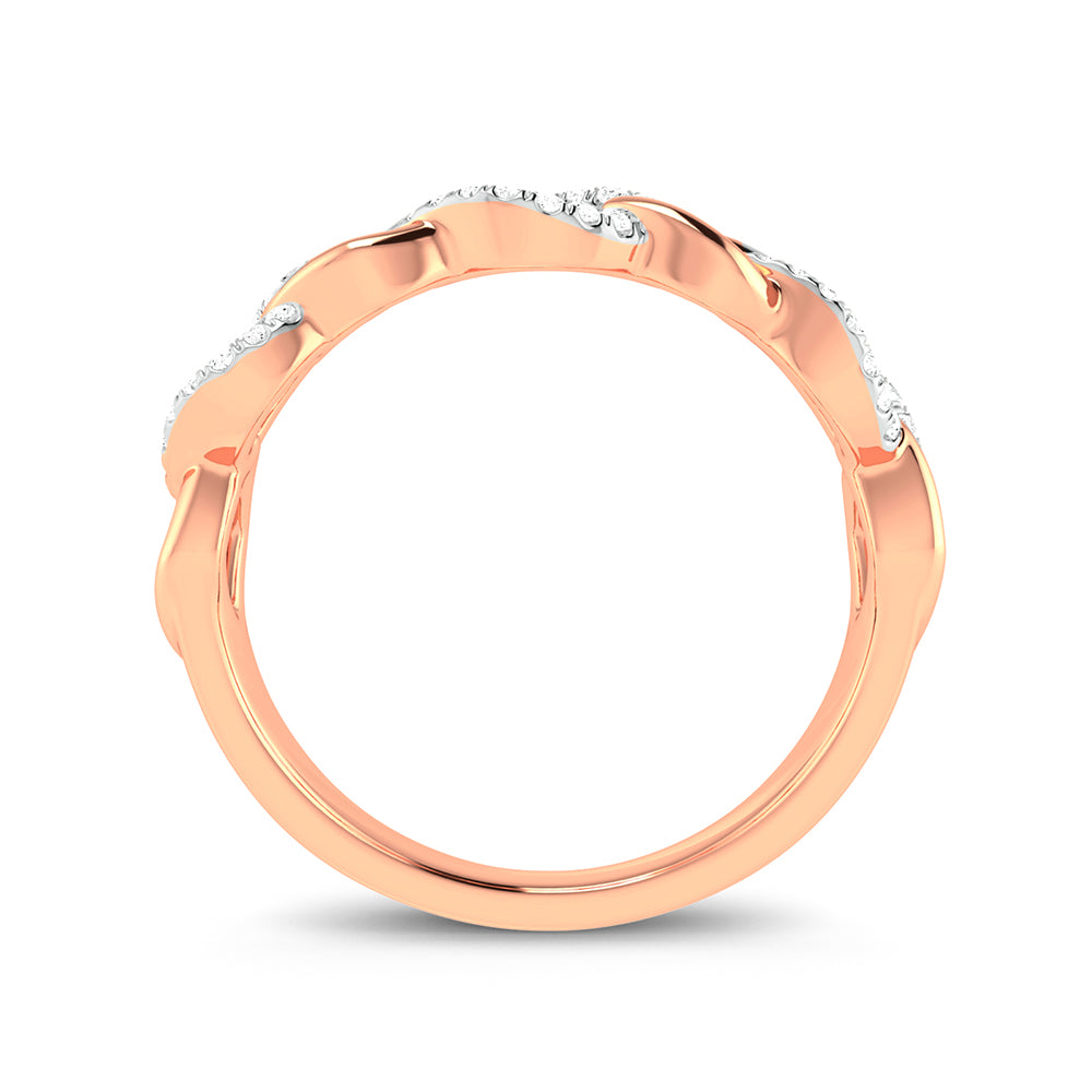 Chic 10k Rose Gold 0.10ct Lab Diamond Womens Fashion Ring