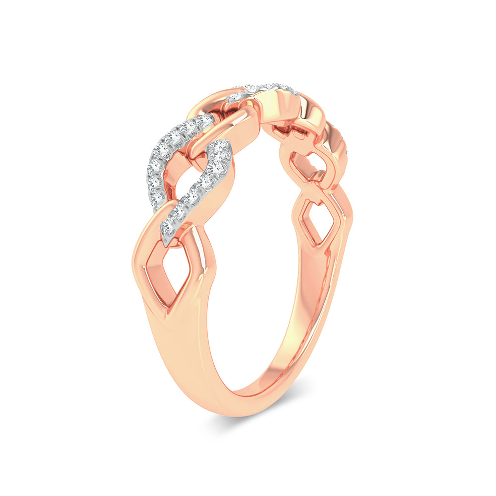 Chic 10k Rose Gold 0.10ct Lab Diamond Womens Fashion Ring
