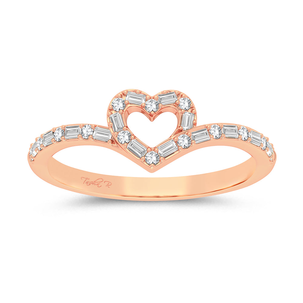 Chic 10k Rose Gold 0.17ct Lab Diamond Womens Ring