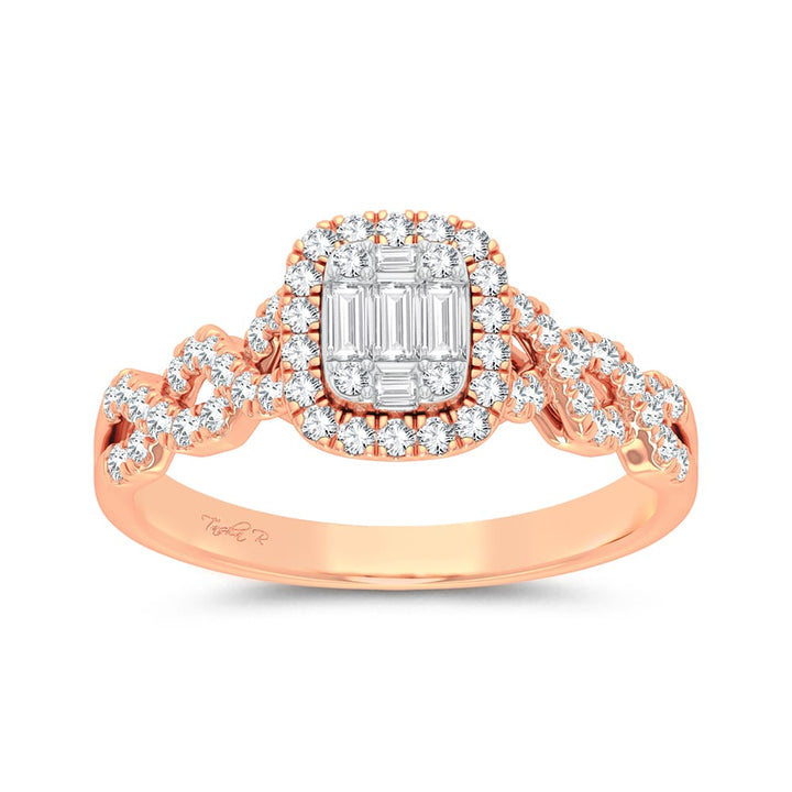 Chic 14k Rose Gold 0.50ct Lab Diamond Womens Fashion Ring