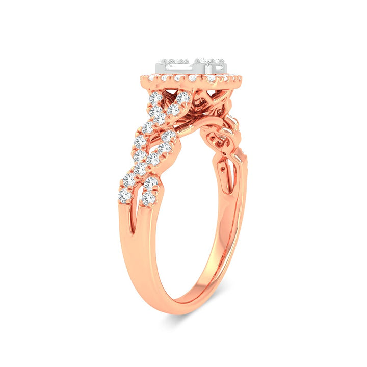 Chic 14k Rose Gold 0.50ct Lab Diamond Womens Fashion Ring