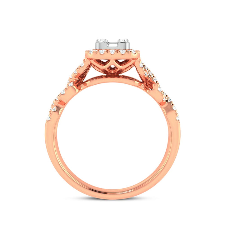 Chic 14k Rose Gold 0.50ct Lab Diamond Womens Fashion Ring