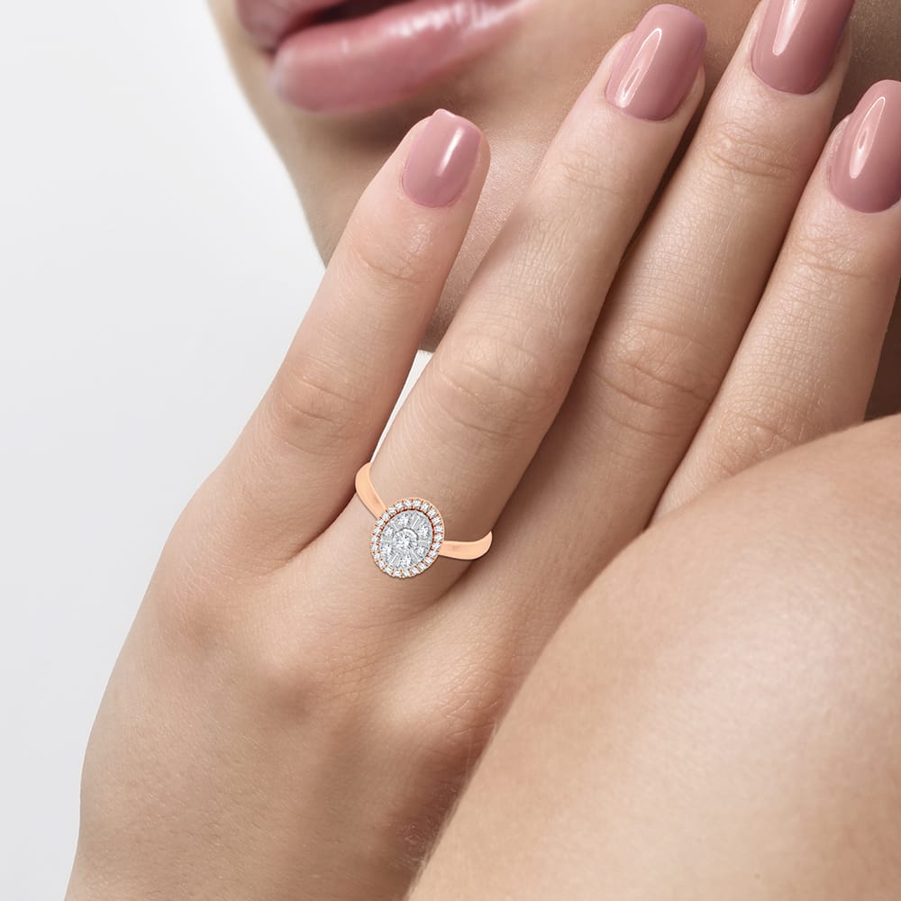 Chic 14k Rose Gold 0.25ct Lab Diamond Fashion Ring