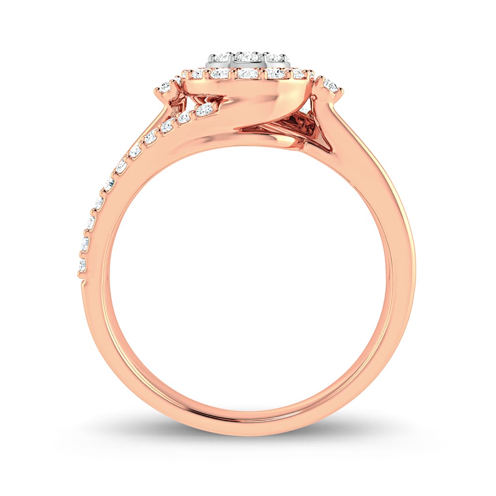 Chic 10k Rose Gold Lab Diamond Womens Fashion Ring