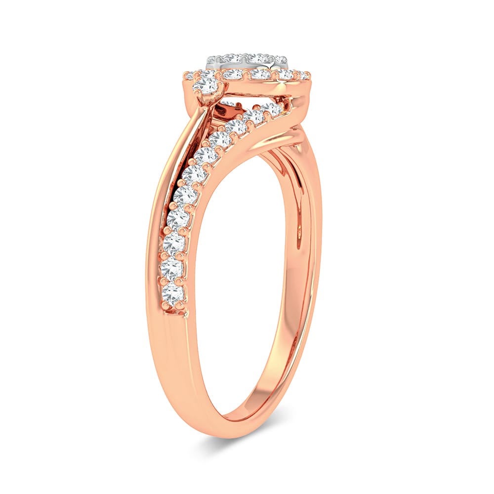 Chic 10k Rose Gold Lab Diamond Womens Fashion Ring