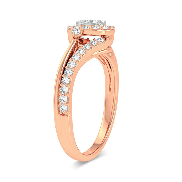 Chic 10k Rose Gold Lab Diamond Womens Fashion Ring