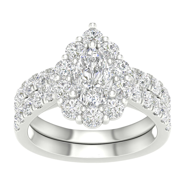 14k White Gold 3ct Lab Diamond Bridal Set Elegance