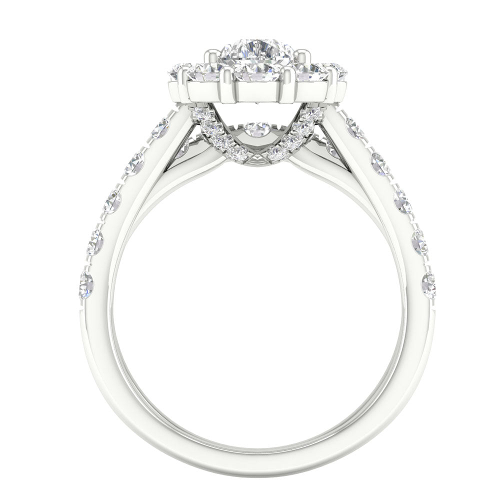 14k White Gold 3ct Lab Diamond Bridal Set Elegance