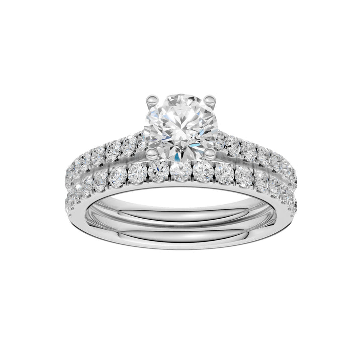 14k White Gold 1.75CT Lab Grown Diamond Bridal Ring Set