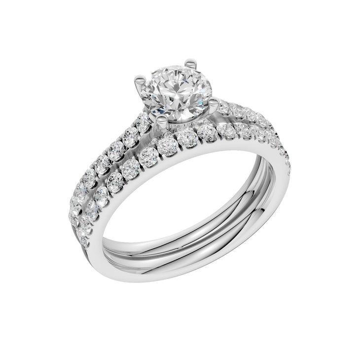 14k White Gold 1.75CT Lab Grown Diamond Bridal Ring Set