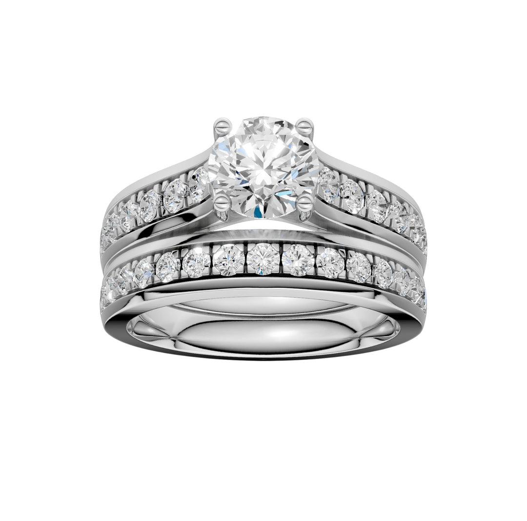 14k White Gold 1.75CT Lab Grown Diamond Bridal Ring Set