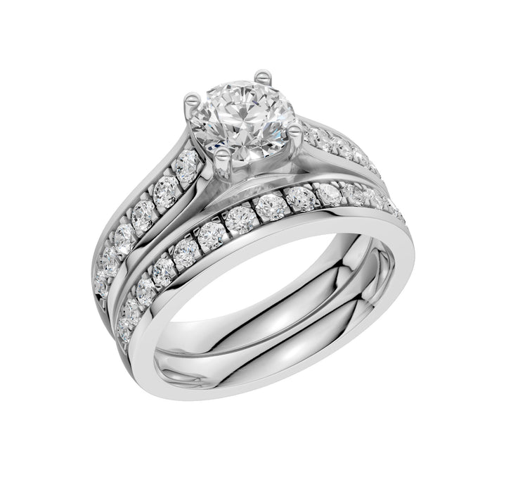 14k White Gold 1.75CT Lab Grown Diamond Bridal Ring Set