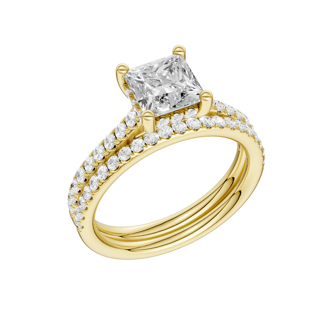 14K Yellow Gold 2.50CT Lab Diamond Bridal Ring Set