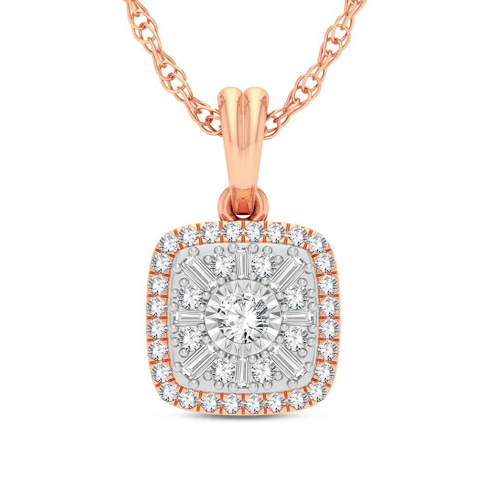 Delicate 14k Rose Gold Lab Diamond Womens Pendant