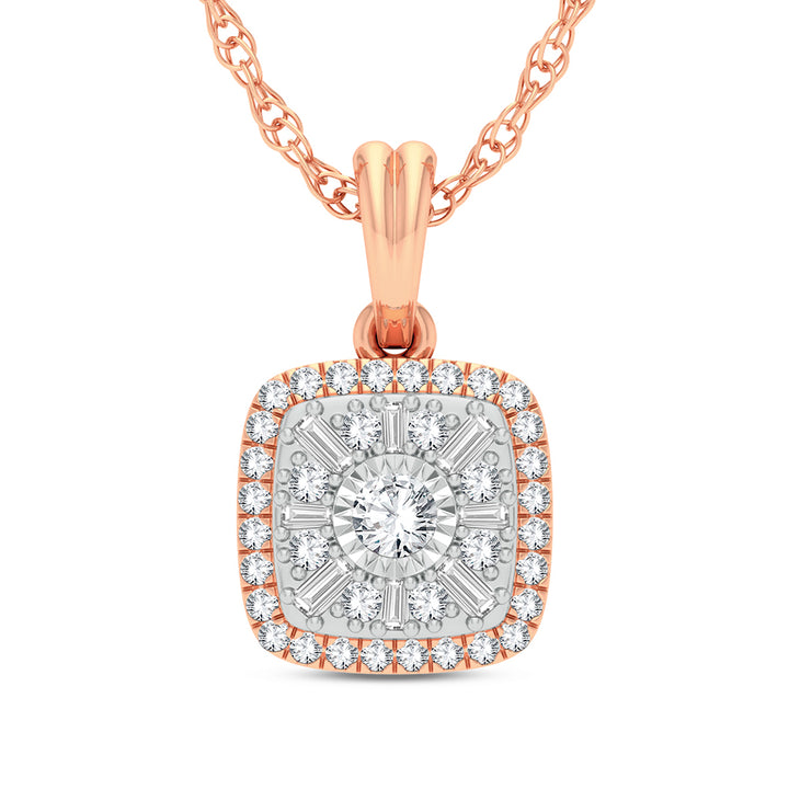 Delicate 14k Rose Gold Lab Diamond Womens Pendant