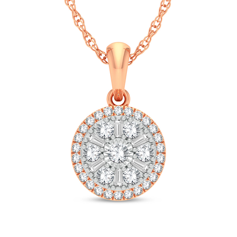 Delicate 14k Rose Gold Lab Diamond Womens Pendant