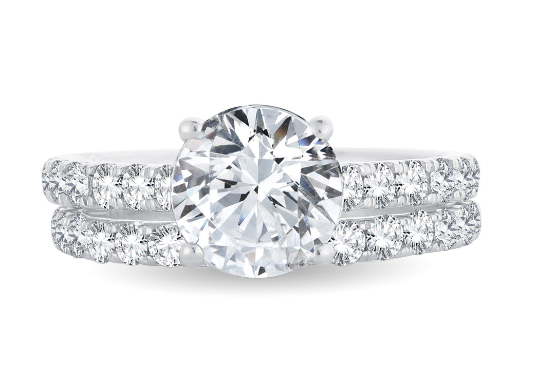 Brilliant 14K White Gold Lab Diamond Bridal Ring Set