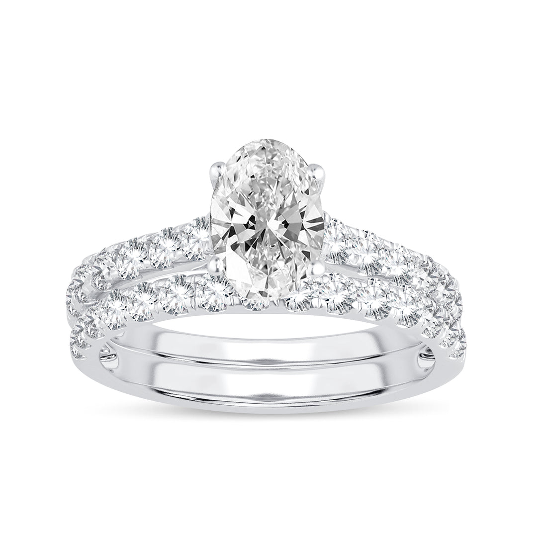 Brilliant 14K White Gold Lab Diamond Bridal Ring Set