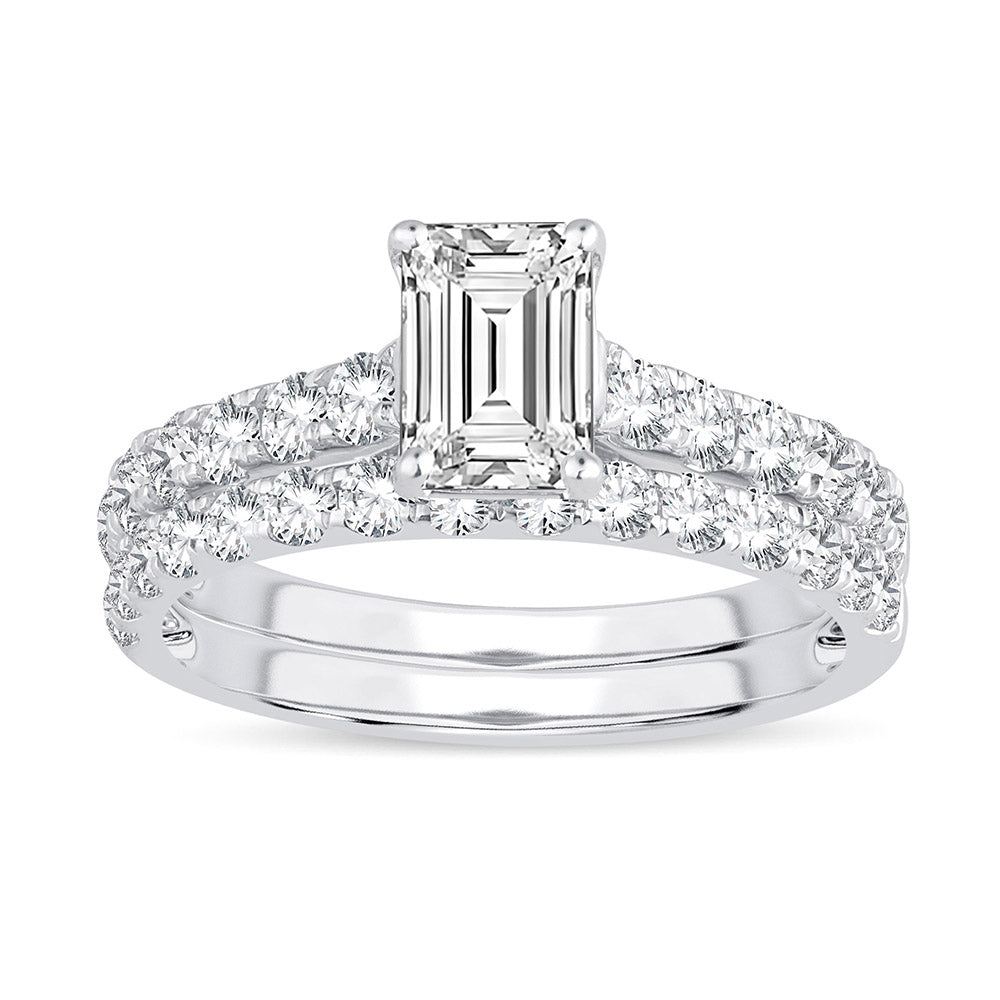 Certified 14K White Gold 2CT Lab Diamond Bridal Ring