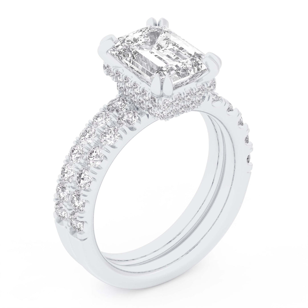 14K White Gold 3CT Lab Diamond Bridal Ring Ensemble