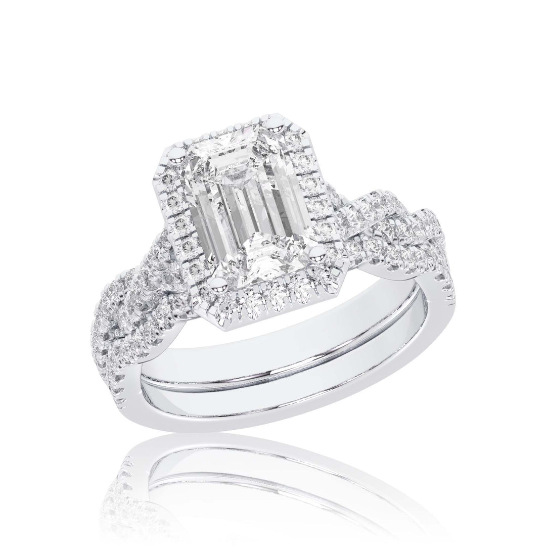 14k White Gold 1.50CT Lab Diamond Bridal Ring Set