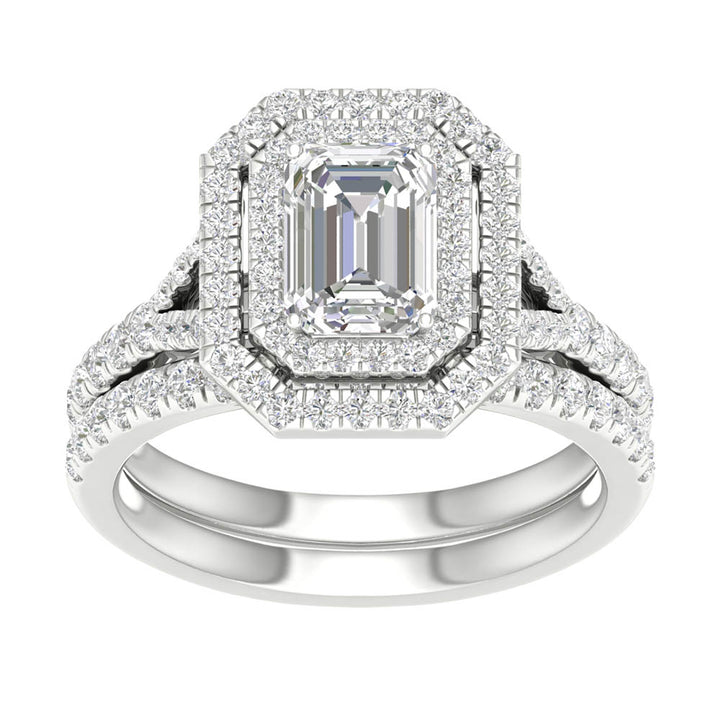 14K White Gold 1.75CT Lab Diamond Bridal Ring Set