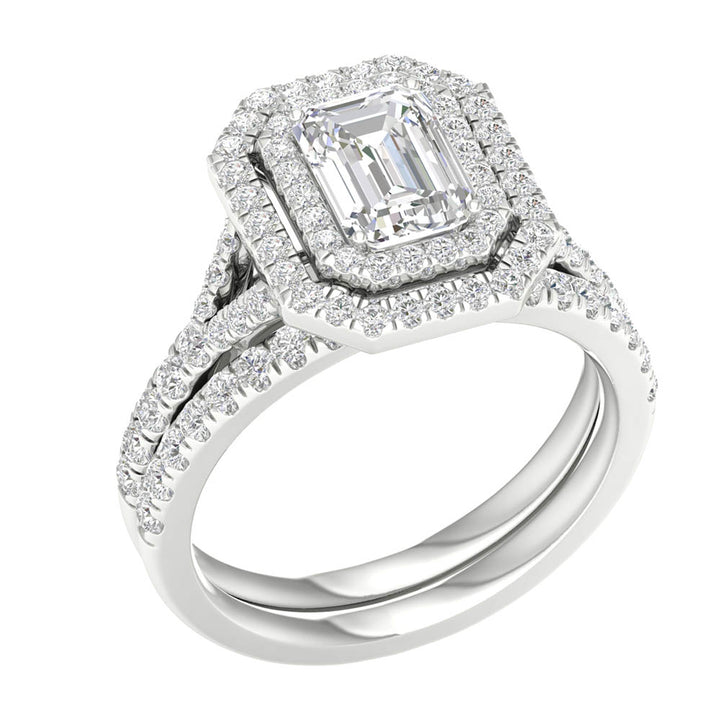 14K White Gold 1.75CT Lab Diamond Bridal Ring Set