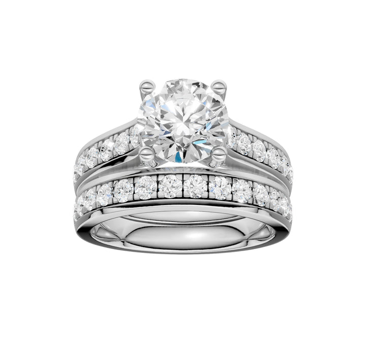 14k White Gold 3CT Lab Grown Diamond Bridal Ring Set
