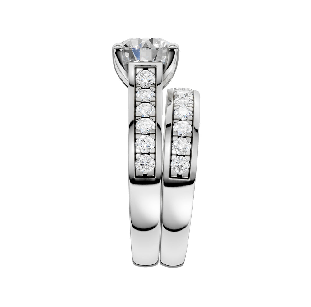 14k White Gold 3CT Lab Grown Diamond Bridal Ring Set