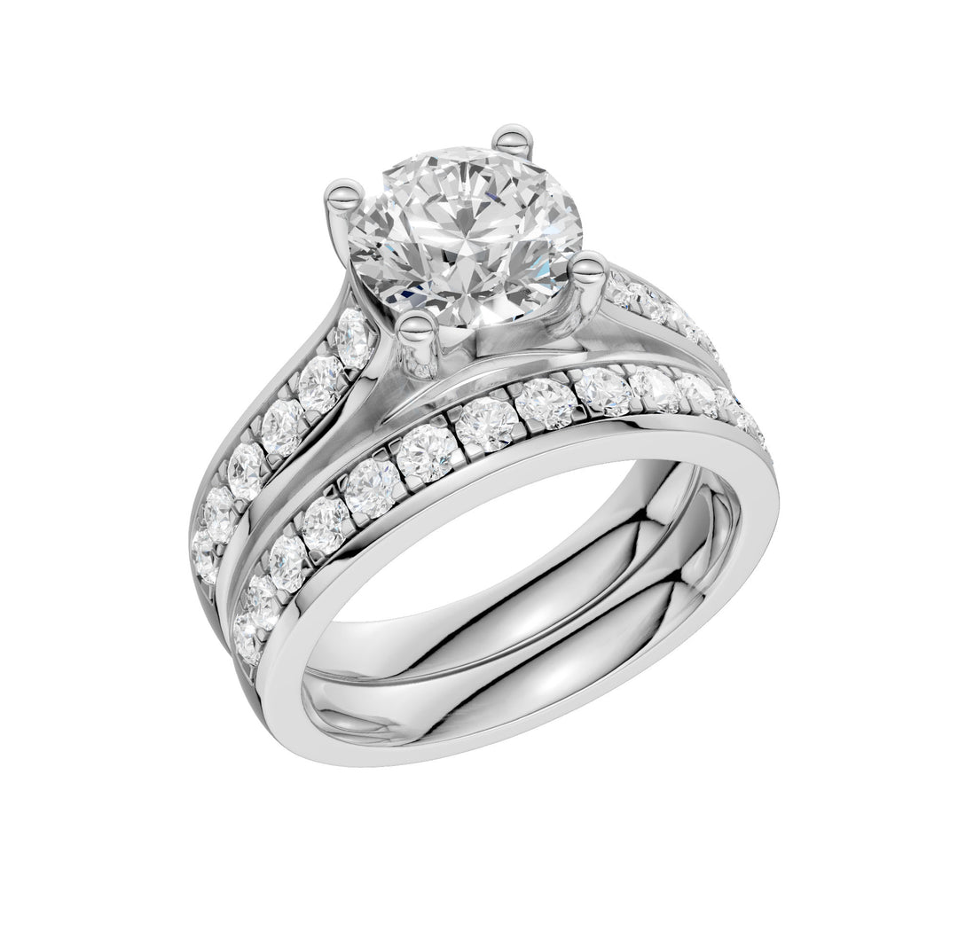 14k White Gold 3CT Lab Grown Diamond Bridal Ring Set