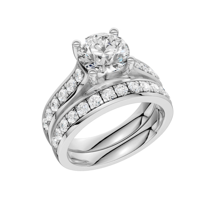 14k White Gold 3CT Lab Grown Diamond Bridal Ring Set