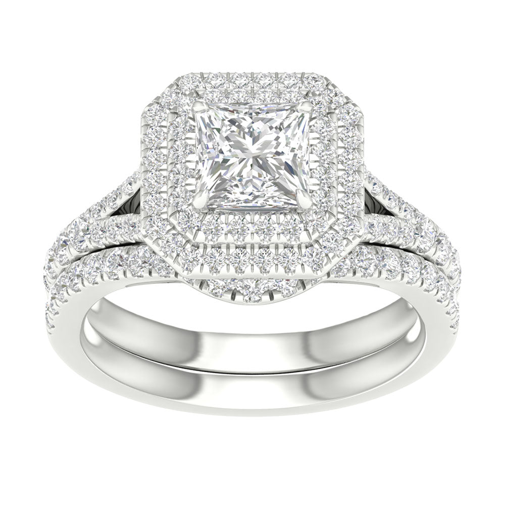 14k White Gold 2.25CT Lab Diamond Bridal Set Elegance