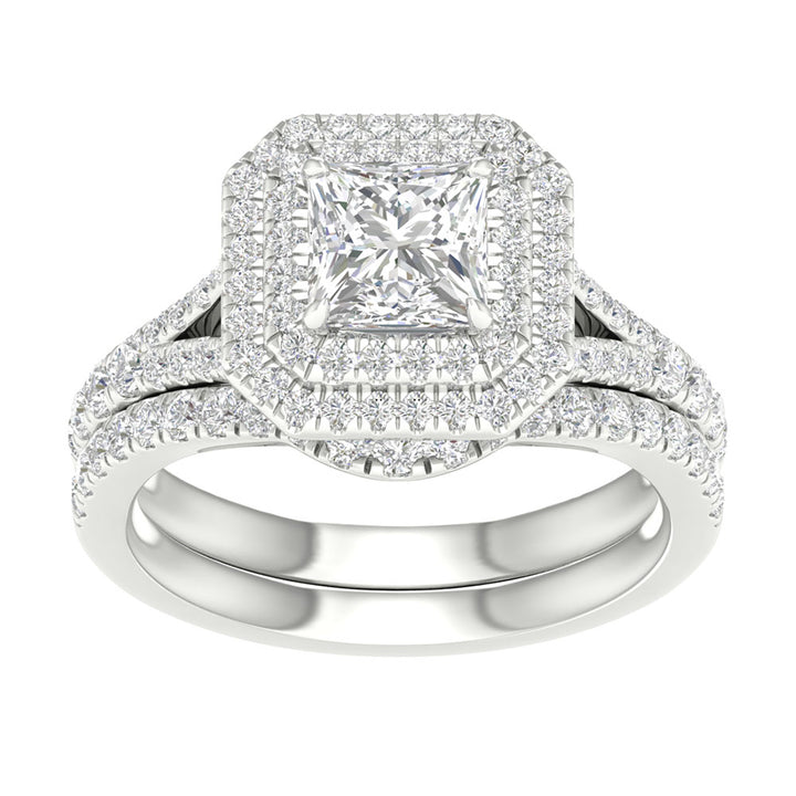 14k White Gold 2.25CT Lab Diamond Bridal Set Elegance