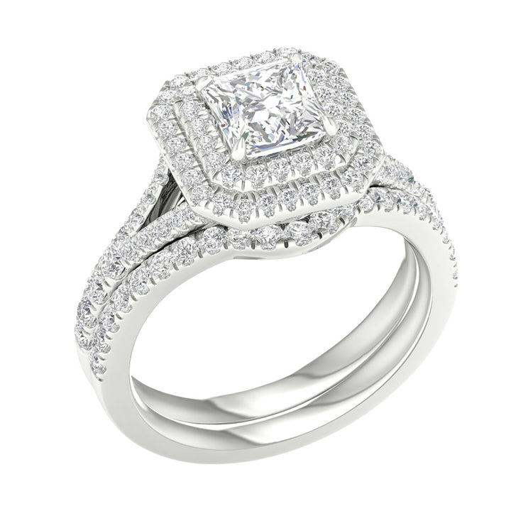 14k White Gold 2.25CT Lab Diamond Bridal Set Elegance