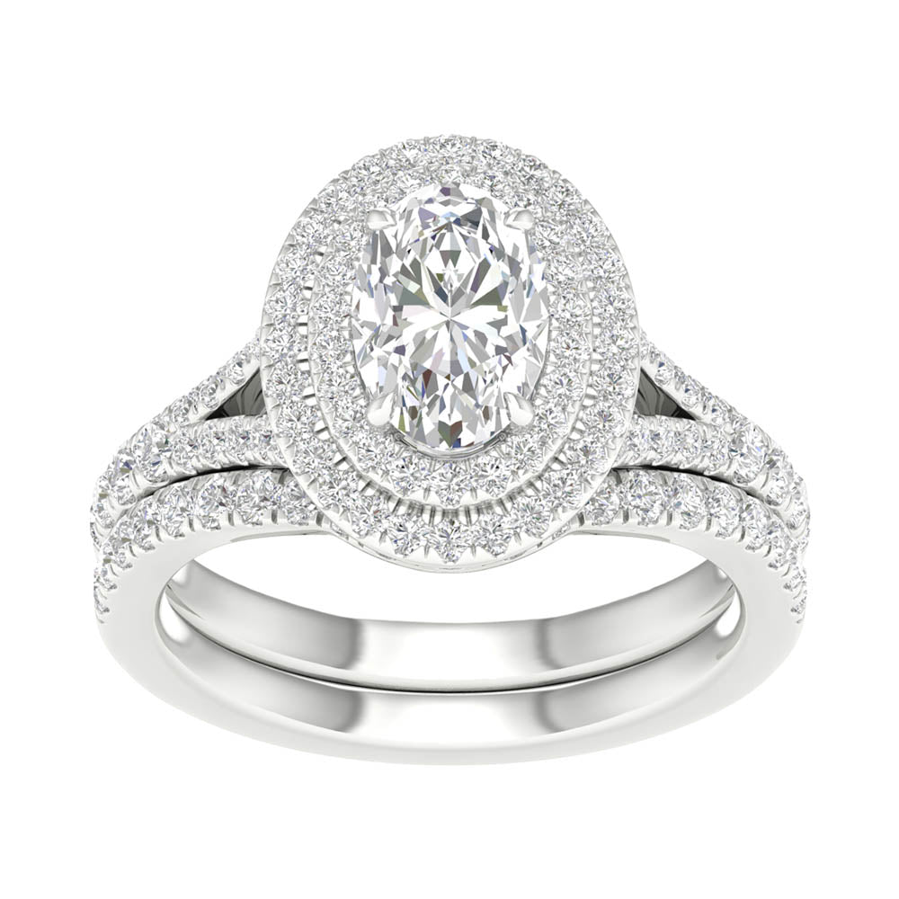 14k White Gold 2.25CT Lab Grown Diamond Bridal Ring Set