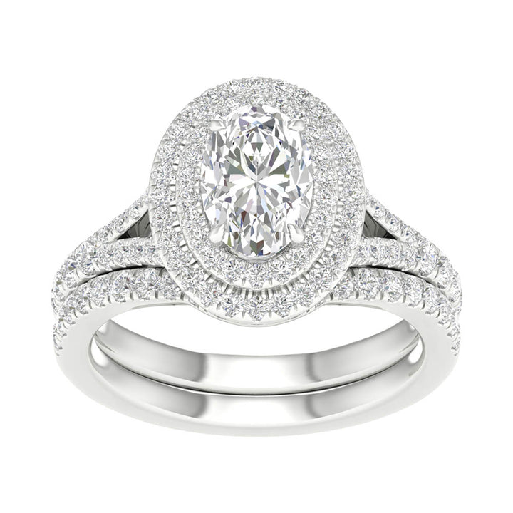 14k White Gold 2.25CT Lab Grown Diamond Bridal Ring Set