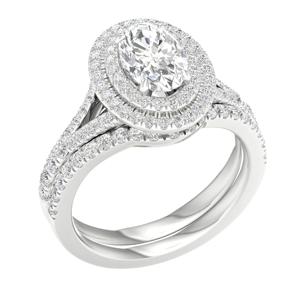 14k White Gold 2.25CT Lab Grown Diamond Bridal Ring Set
