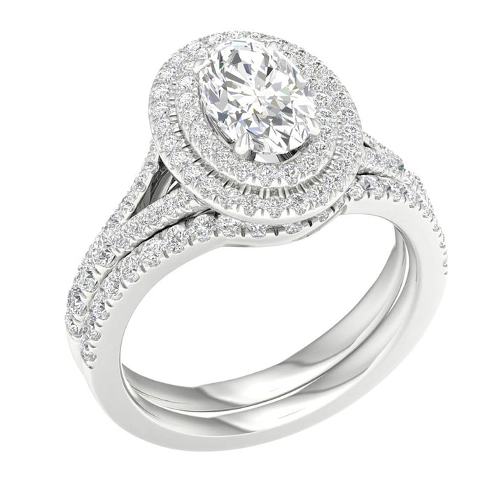 14k White Gold 2.25CT Lab Grown Diamond Bridal Ring Set