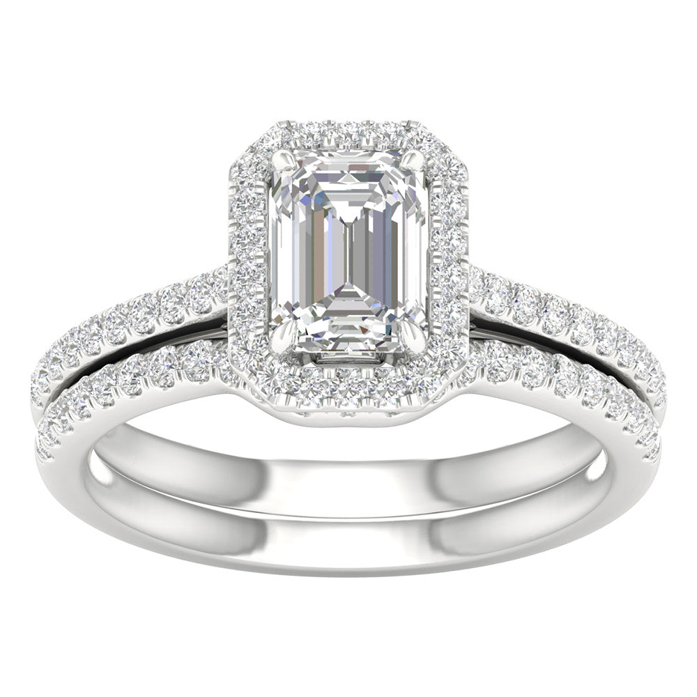 14k White Gold 1.45CT Lab Grown Diamond Bridal Set Elegance